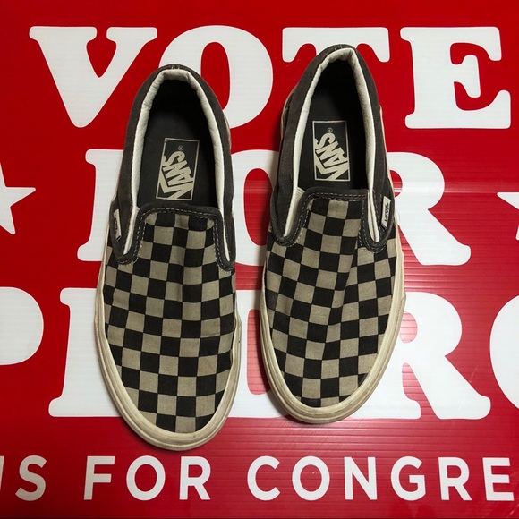 faded checkered vans